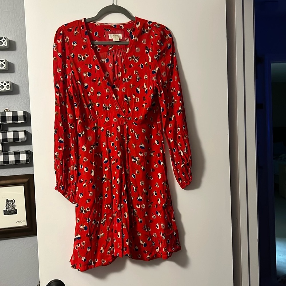 Maeve by Anthropologie Petunia Faux Wrap Long Sleeve Dress